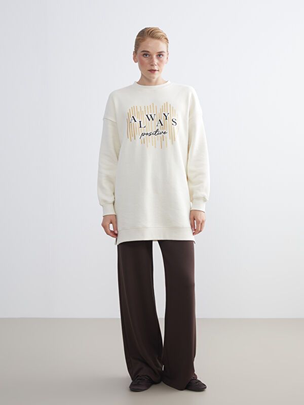 Moudda LC Waikiki - Tunique en jersey manches longues Femme Crème - Tunisie 2