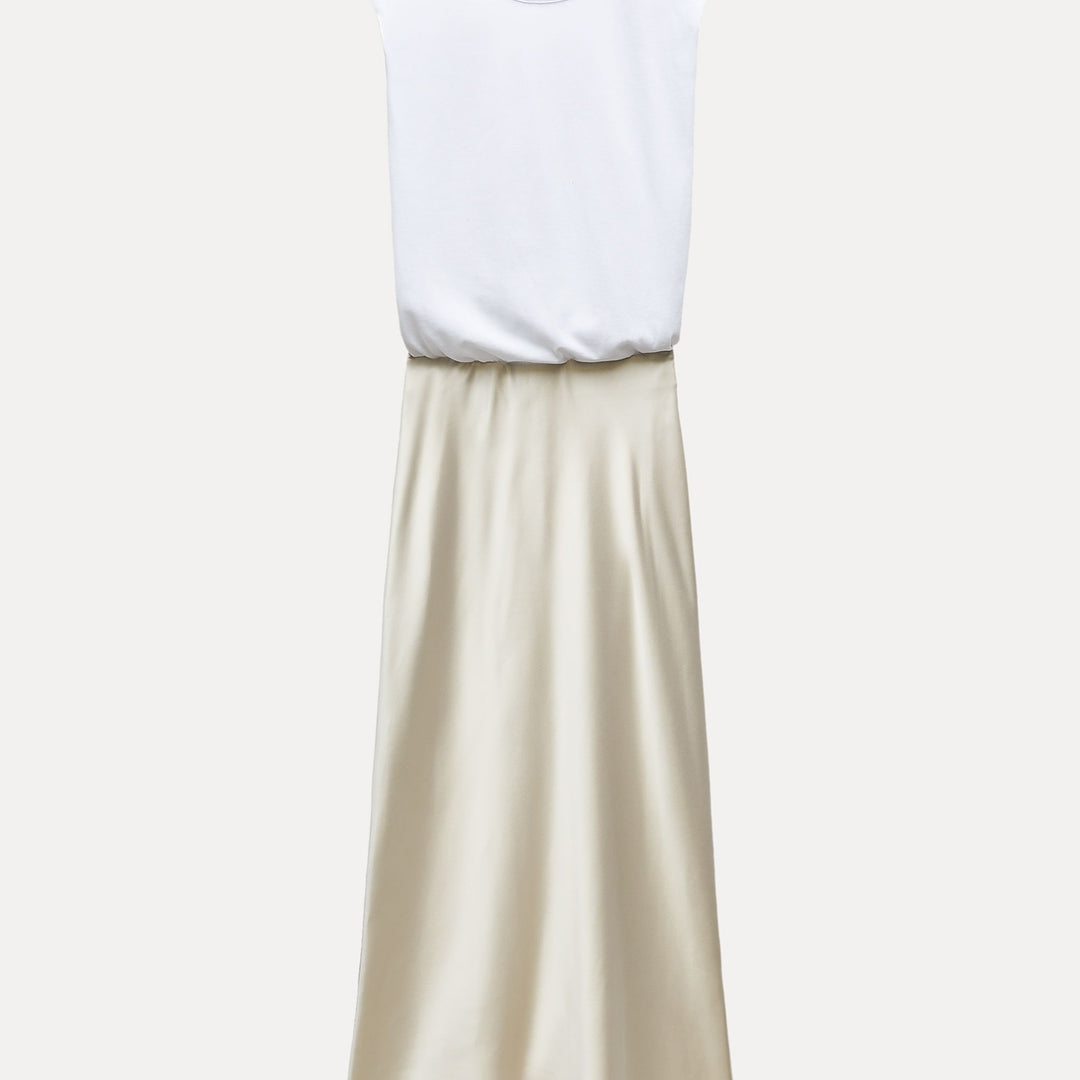 Moudda ZARA - Robe mi-longue tissu combiné haut avec jupe en satin - Tunisie 1