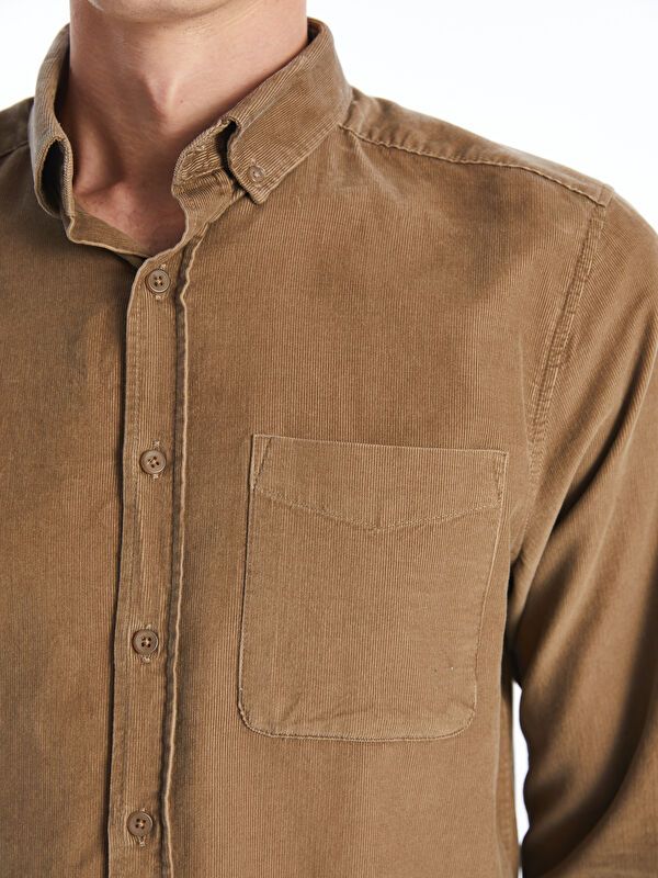 Moudda LC Waikiki - Chemise tissée manches longues Homme Chameau - Tunisie 3