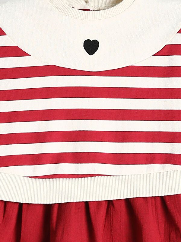 Moudda LC Waikiki - Robe en jersey manches longues Fille Rayures rouges - Tunisie 4