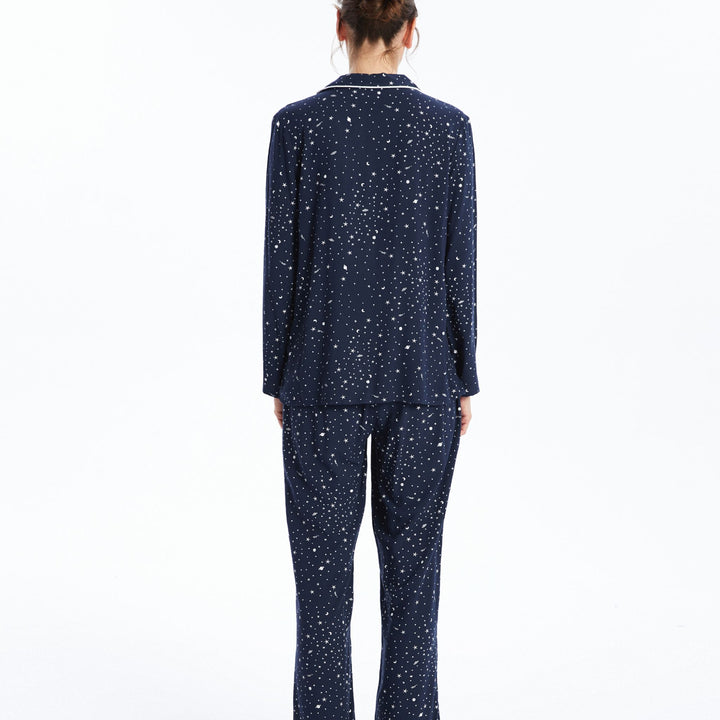 Moudda LC Waikiki - Pyjama tissé manches longues Femme Imprimé marine - Tunisie 4