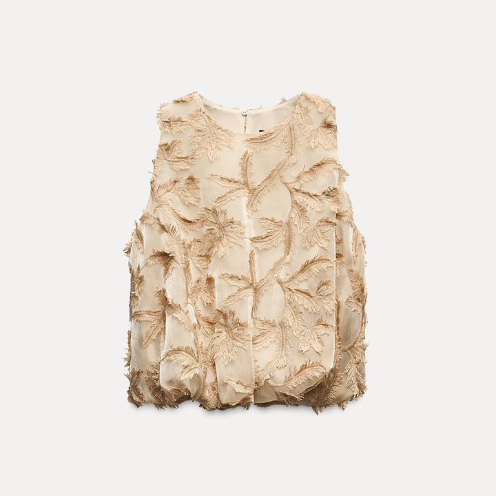 Moudda ZARA - Top fleur 3D détail manches bouffantes - Tunisie 1