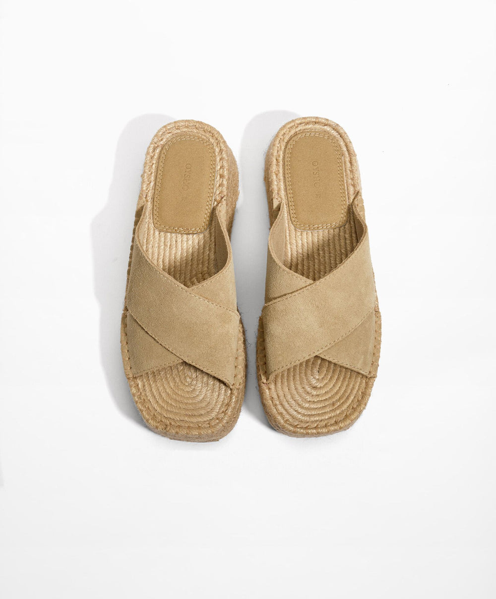 Moudda Oysho - Espadrilles à Talon en Jute et Daim Croisées - Tunisie 2