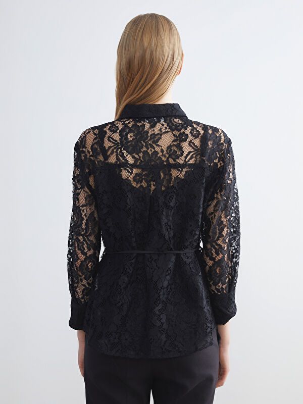 Moudda LC Waikiki - Chemise tissée manches longues Femme Noir - Tunisie 4