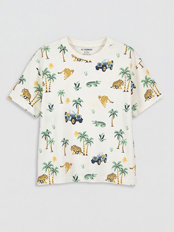 Moudda LC Waikiki - T-shirt manches courtes en jersey pour Garçon couleur Écru imprimé - Tunisie 1