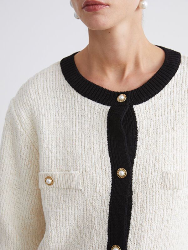 Moudda LC Waikiki - Cardigan tricot épais Femme Ecru - Tunisie 3