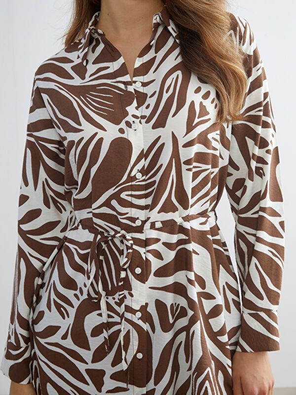 Moudda LC Waikiki - Tunique tissée imprimée manches longues Femme Imprimé marron - Tunisie 3