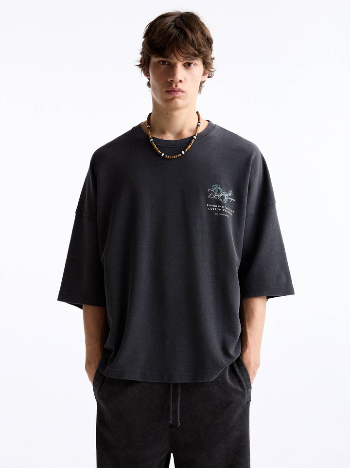 Moudda PULL & BEAR - T-Shirt Usé Waffle Customs Classics Cheval - Tunisie 1