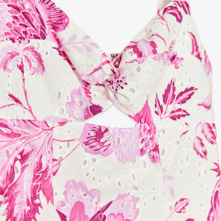 Moudda ZARA - Robe Midi - Broderie Suisse Rose/Blanc - Tunisie 3