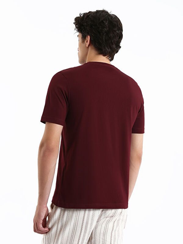 Moudda LC Waikiki - T-shirt jersey col rond manches courtes Homme Bordeaux - Tunisie 5