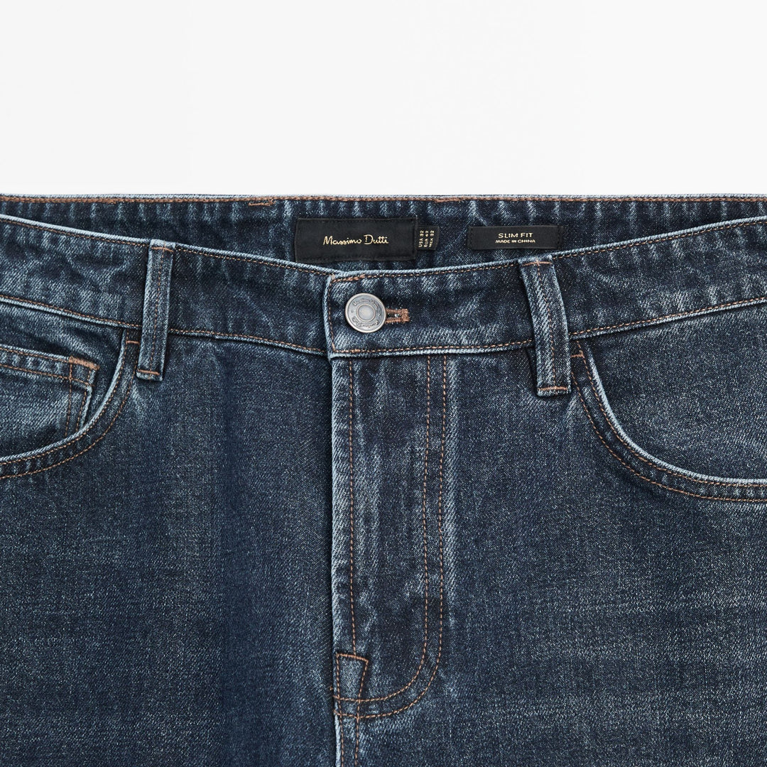 Moudda Massimo Dutti - Pantalon jean indigo lavé coupe fuselée - Tunisie 7
