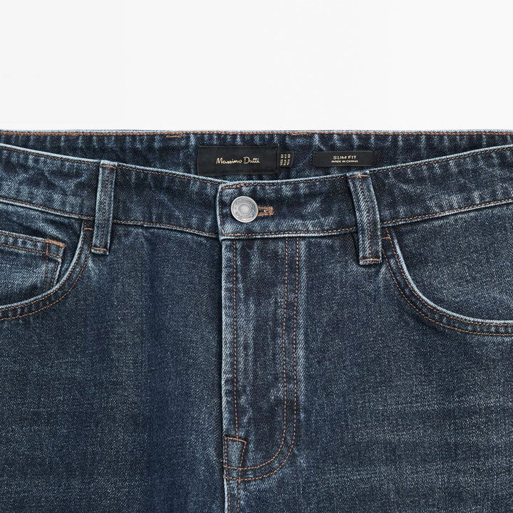 Moudda Massimo Dutti - Pantalon jean indigo lavé coupe fuselée - Tunisie 7