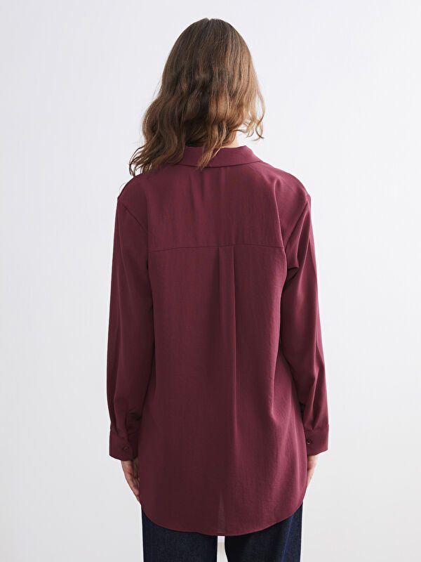 Moudda LC Waikiki - Tunique tissée manches longues Femme Bordeaux - Tunisie 4