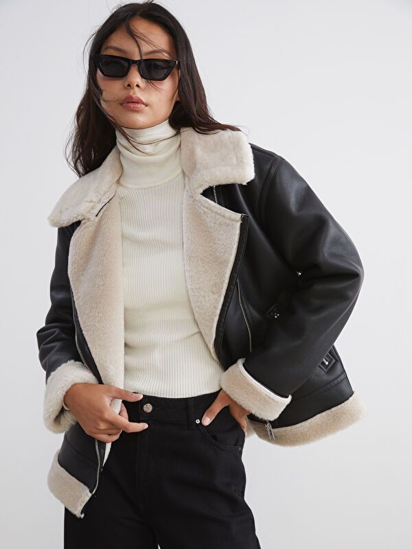 Moudda LC Waikiki - Manteau PU lourd Femme Noir - Tunisie 1