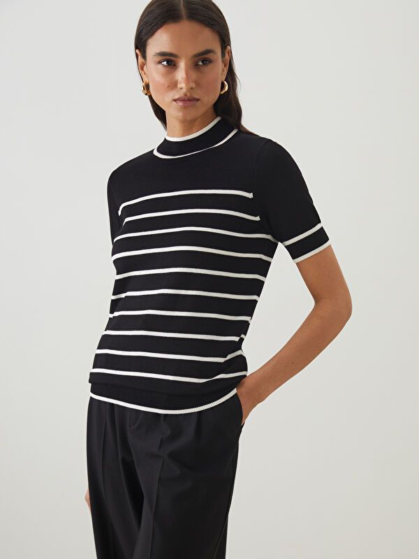 Moudda LC Waikiki - Pull en tricot Femme Vanille rayée - Tunisie 1