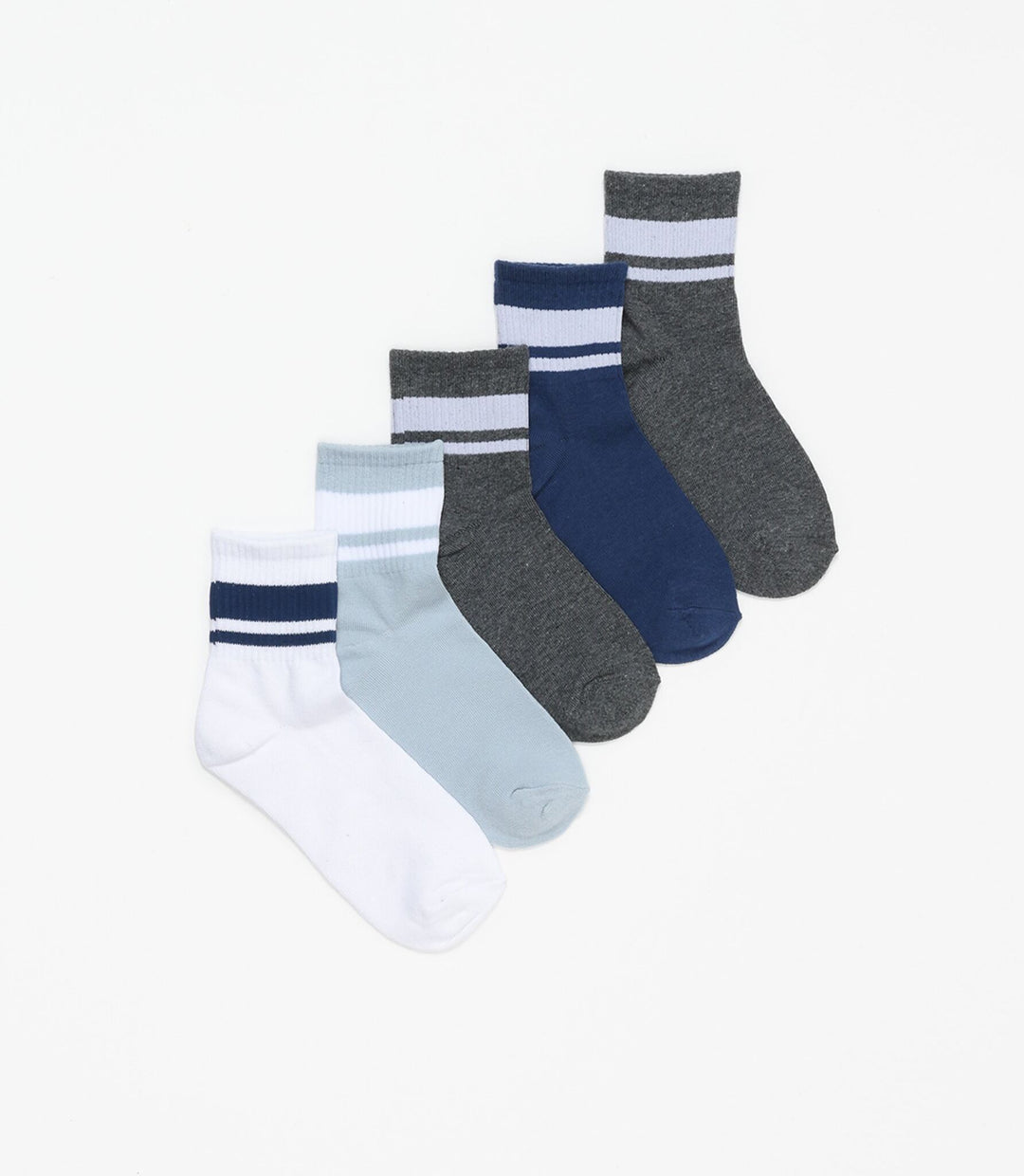Moudda Lefties - Pack 5 Chaussettes Cheville - Rayures Classiques Bleues - Tunisie 1