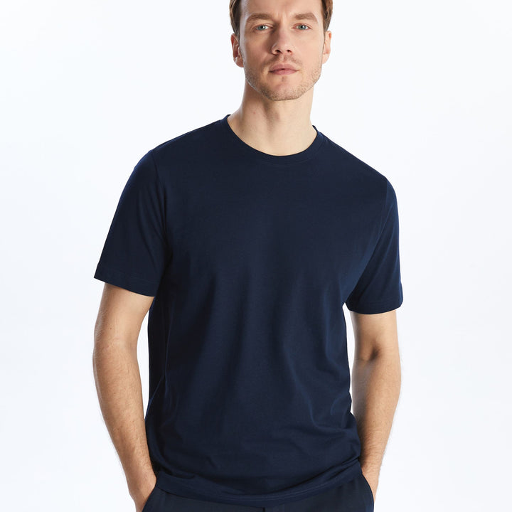 Moudda LC Waikiki - T-shirt jersey col rond manches courtes Homme Bleu marine - Tunisie 1