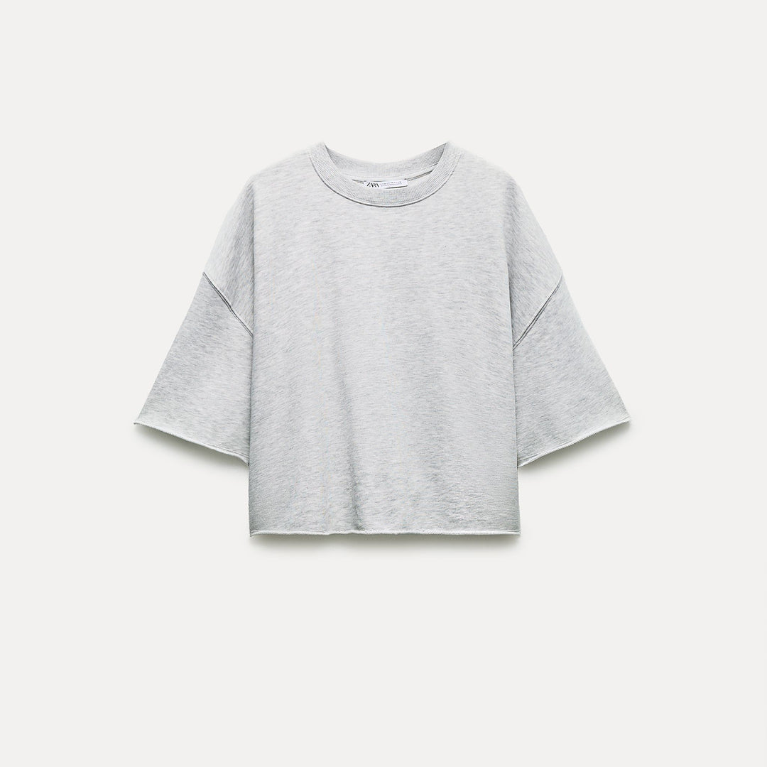 Moudda ZARA - Gris Vigo – sweat terry manches courtes col rond - Tunisie 1