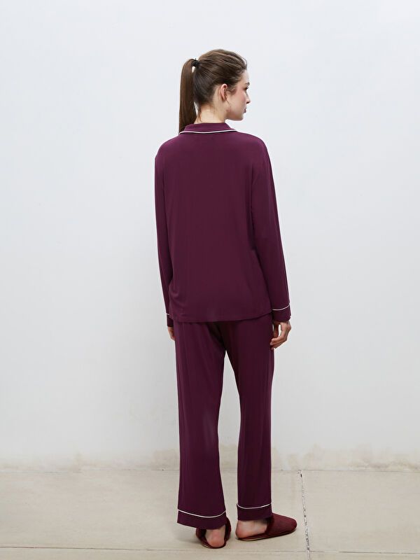 Moudda LC Waikiki - Pyjama en jersey manches longues Femme Prune - Tunisie 4