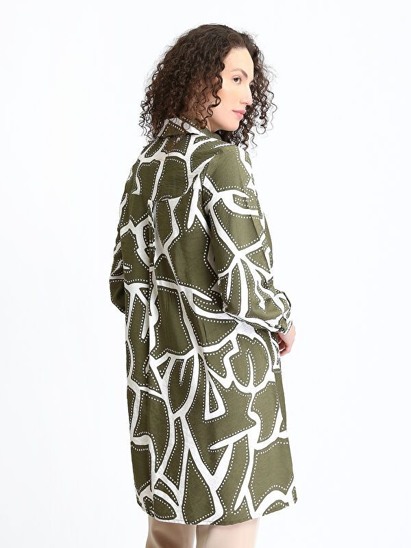 Moudda LC Waikiki - Tunique tissée imprimée manches longues Femme Kaki imprimé - Tunisie 5