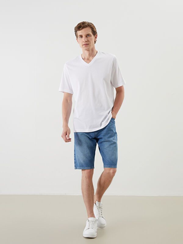 Moudda LC Waikiki - T-shirt jersey col V manches courtes Homme Buxe blanc - Tunisie 2