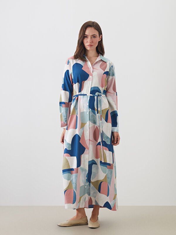 Moudda LC Waikiki - Robe tissée manches longues Femme Imprimé mélange - Tunisie 1