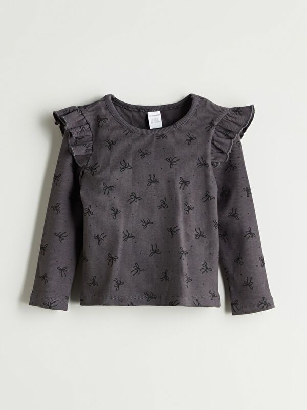 Moudda LC Waikiki - Body en jersey manches longues Fille Impression anthracite - Tunisie 1