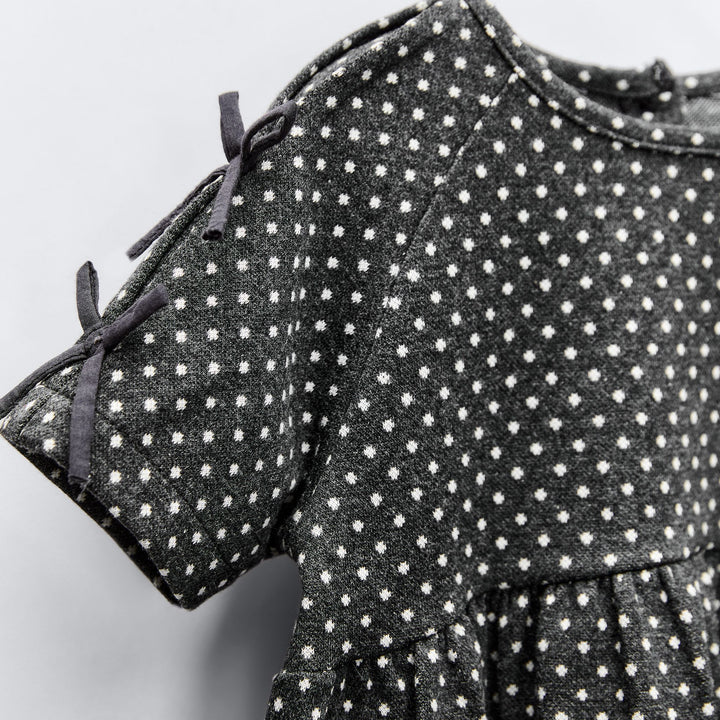 Moudda ZARA - Gris anthracite – robe jacquard appliqué petits nœuds - Tunisie 3