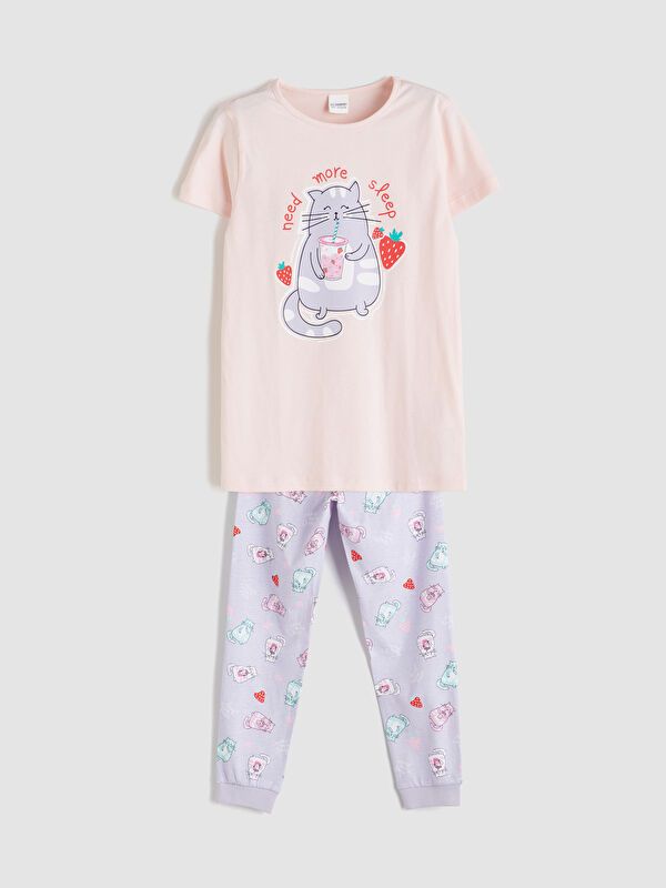 Moudda LC Waikiki - Pyjama jersey manches courtes Fille Rose - Tunisie 1