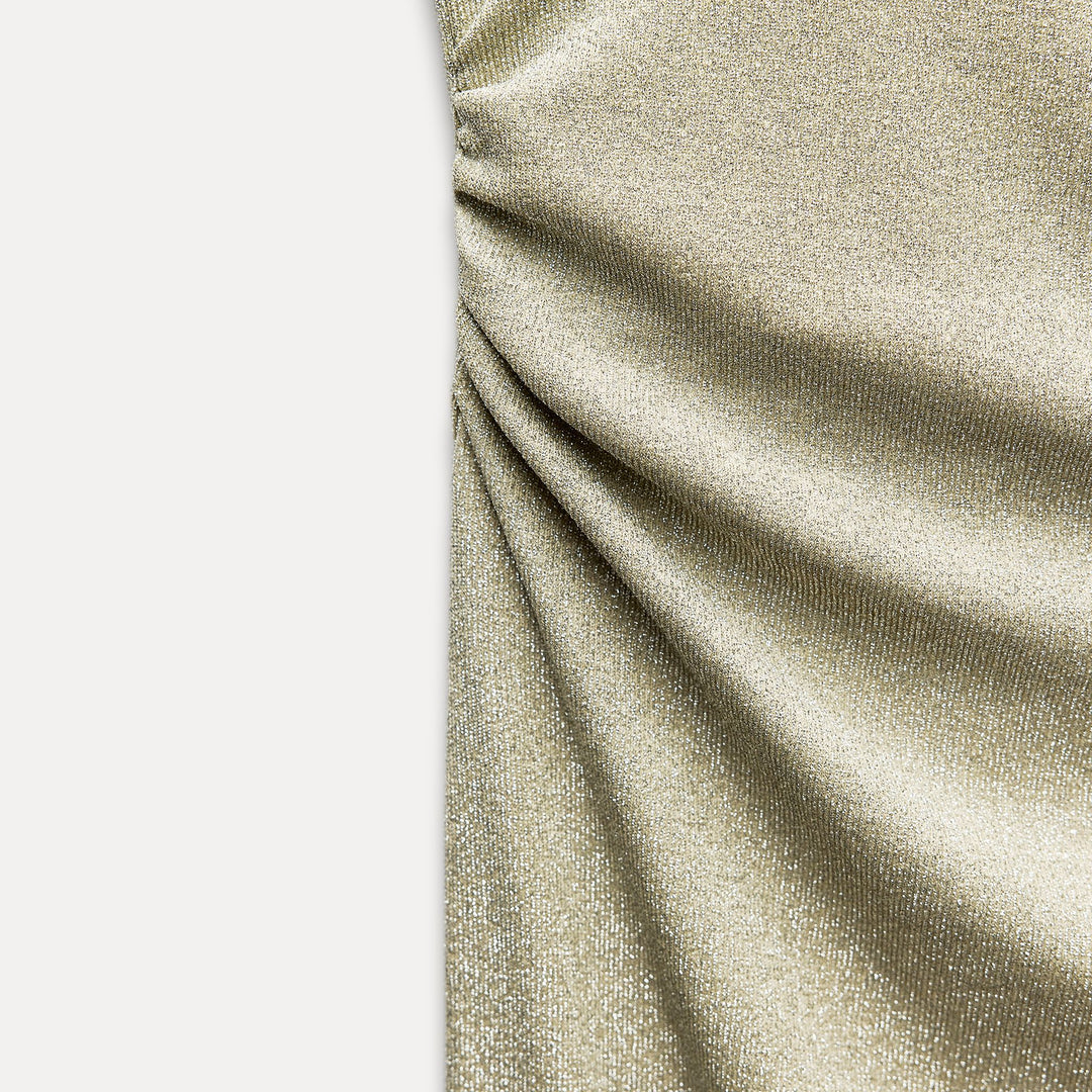 Moudda ZARA - Robe mi-longue maille brillante col licou croisé découpe centrale - Tunisie 3