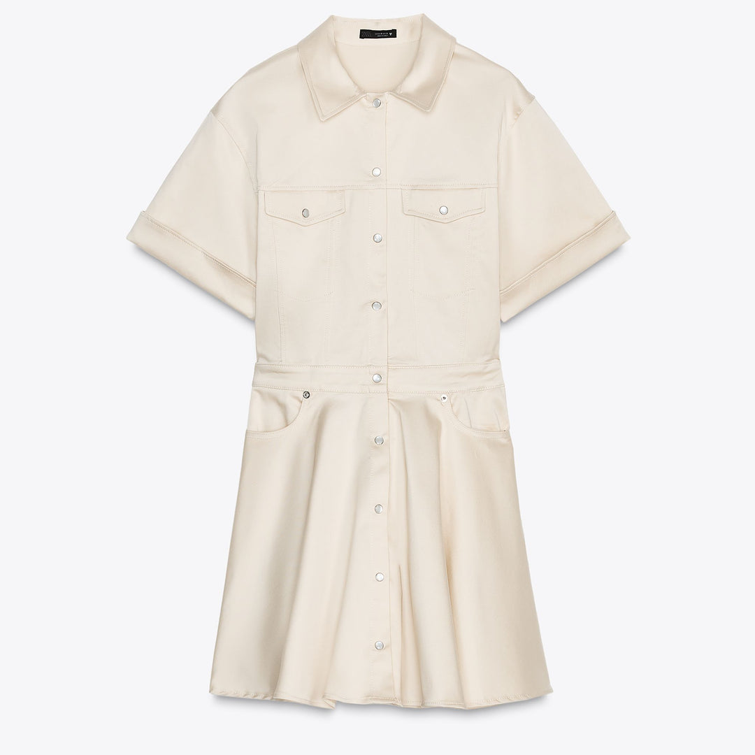 Moudda ZARA - Robe Courte Gabardine Élastique - Chemisier & Volume - Tunisie 1