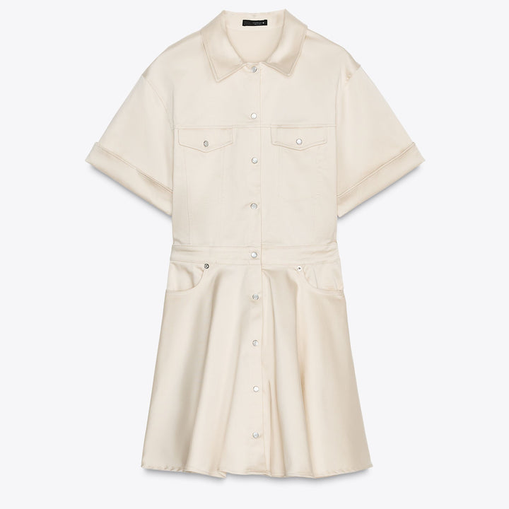 Moudda ZARA - Robe Courte Gabardine Élastique - Chemisier & Volume - Tunisie 1