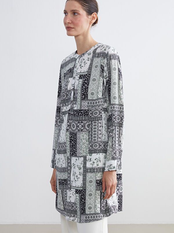 Moudda LC Waikiki - Tunique tissée imprimée manches longues Femme Imprimé en noir - Tunisie 1