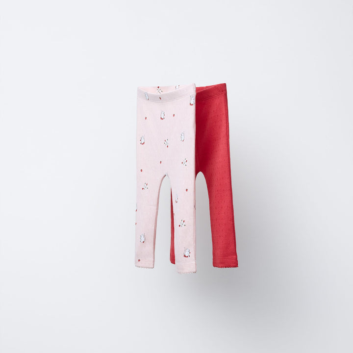 Moudda ZARA - Pack 2 Leggings Pointelle - Poussins & Souriceaux (6T) - Tunisie 1
