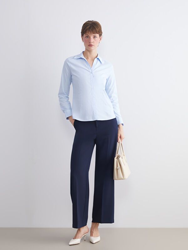 Moudda LC Waikiki - Chemise tissée manches longues Femme Bleu - Tunisie 2