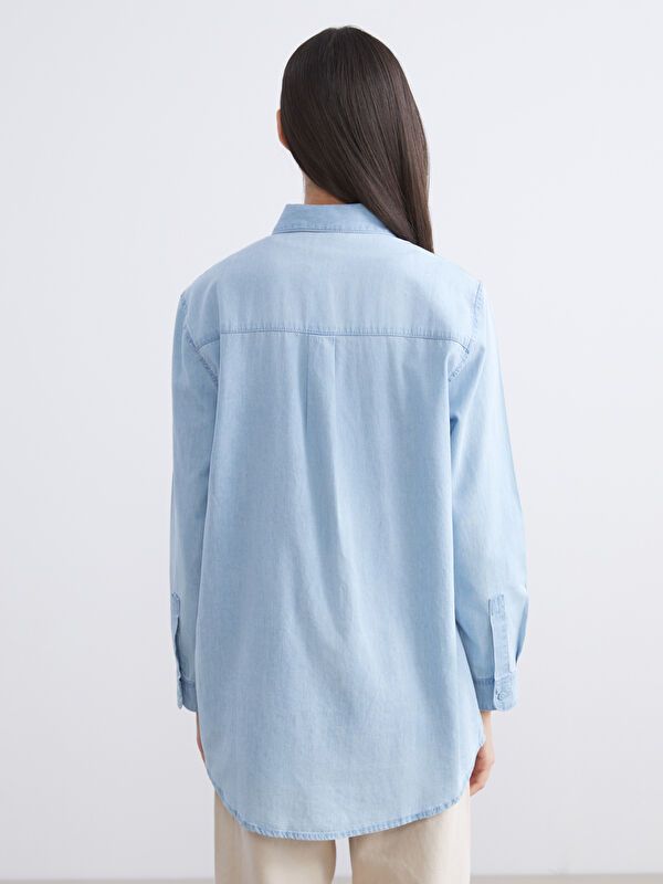 Moudda LC Waikiki - Tunique tissée manches longues denim Femme Canne indigo clair - Tunisie 4