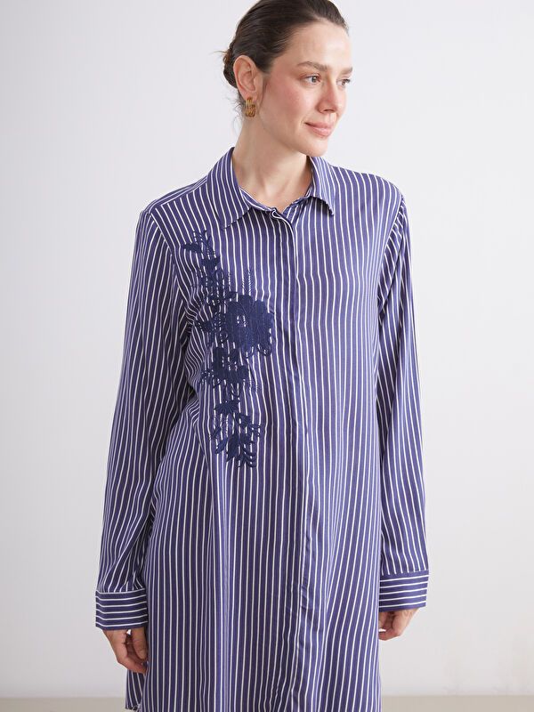 Moudda LC Waikiki - Tunique à manches longues Femme Rayures marine - Tunisie 2