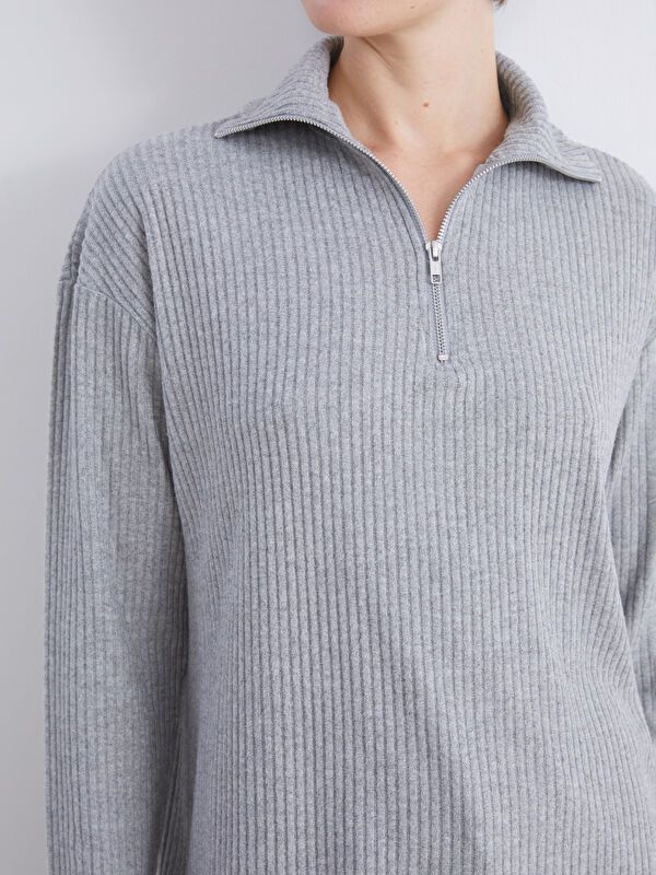 Moudda LC Waikiki - Tunique en jersey manches longues Femme Mélange de gris - Tunisie 3