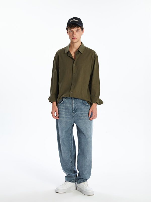 Moudda LC Waikiki - Chemise tissée manches longues Homme Kaki - Tunisie 2