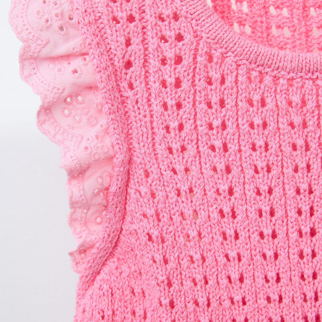 Moudda ZARA - Top Maille Enfant - Rose & Dentelle (6T) - Tunisie 3