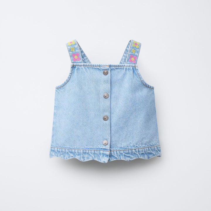 Moudda ZARA - Top Denim Enfant - Vagues Brodées - Tunisie 1