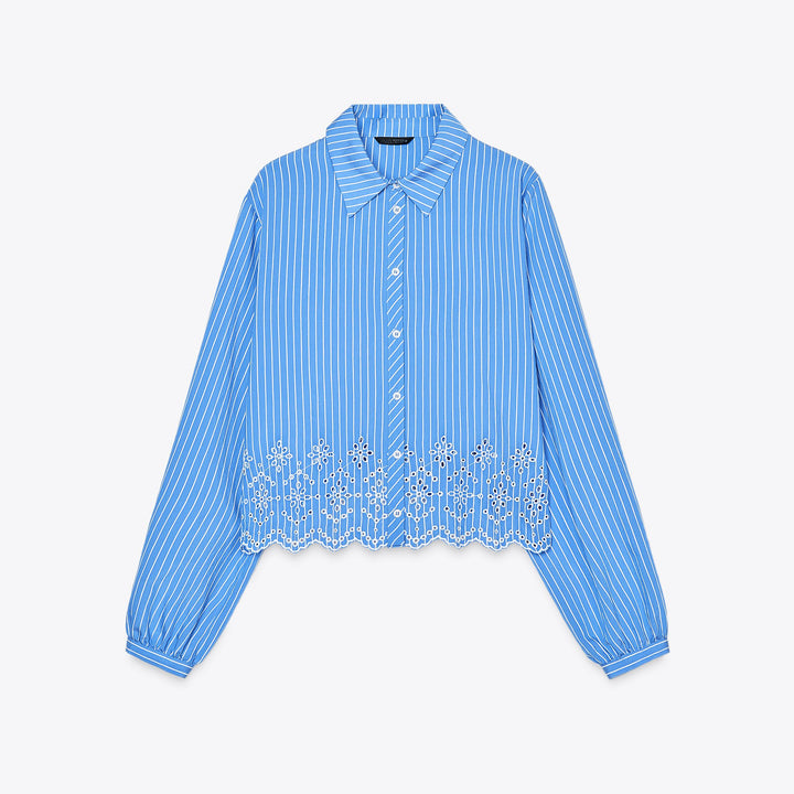 Moudda ZARA - Chemise - Rayures & Broderie Suisse Bas - Tunisie 1