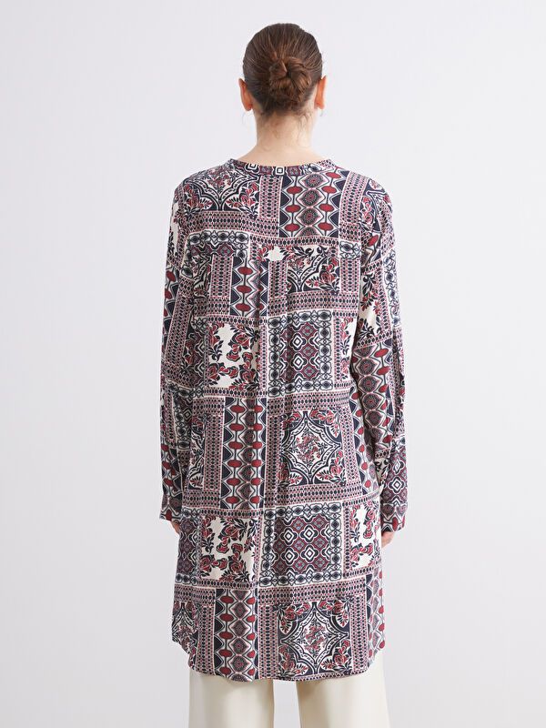 Moudda LC Waikiki - Tunique tissée imprimée manches longues Femme Imprimés bordeaux - Tunisie 4