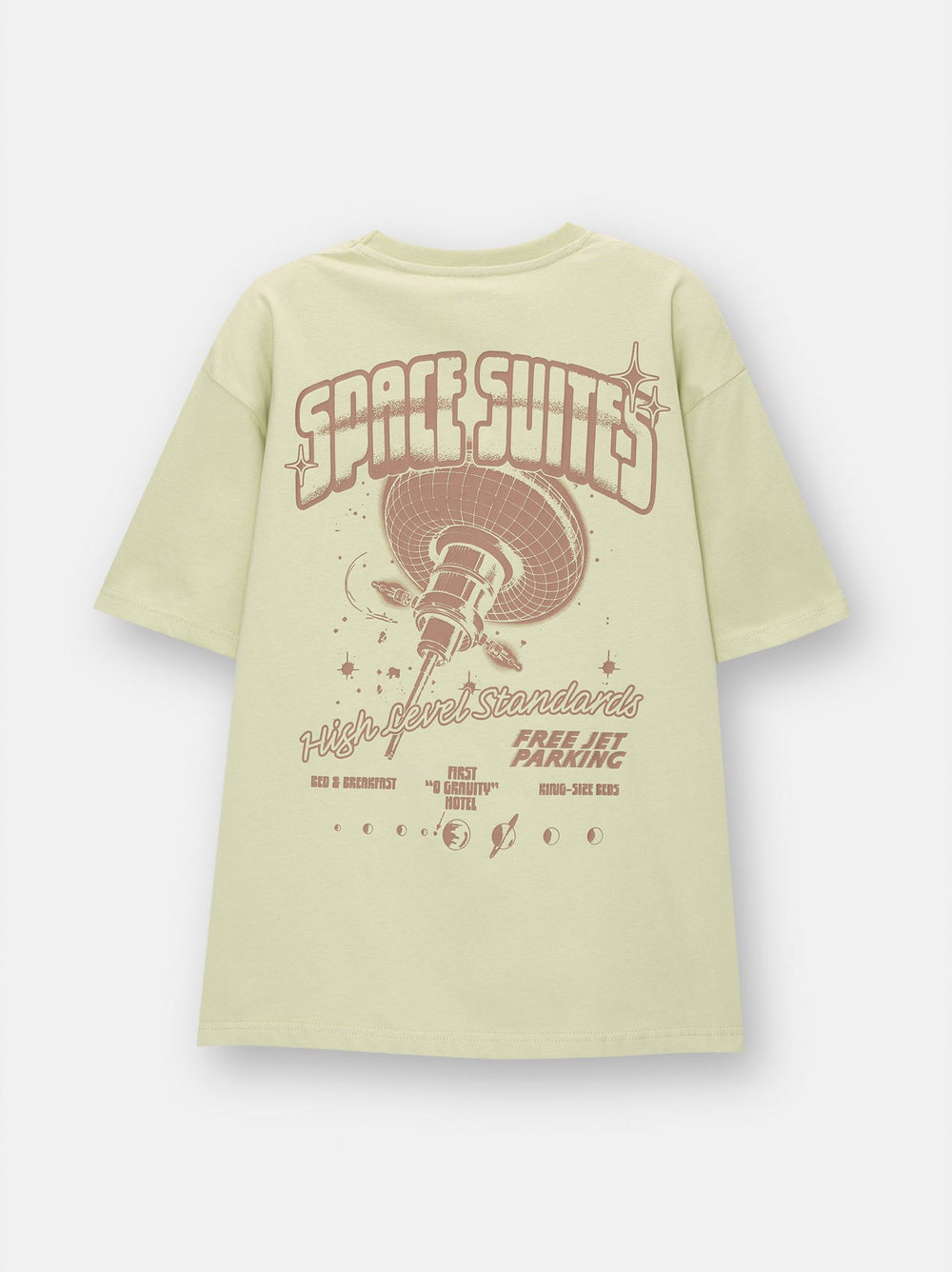 Moudda PULL & BEAR - T-Shirt Demi-Manches Vert Space Suites Cracked Print - Tunisie 2