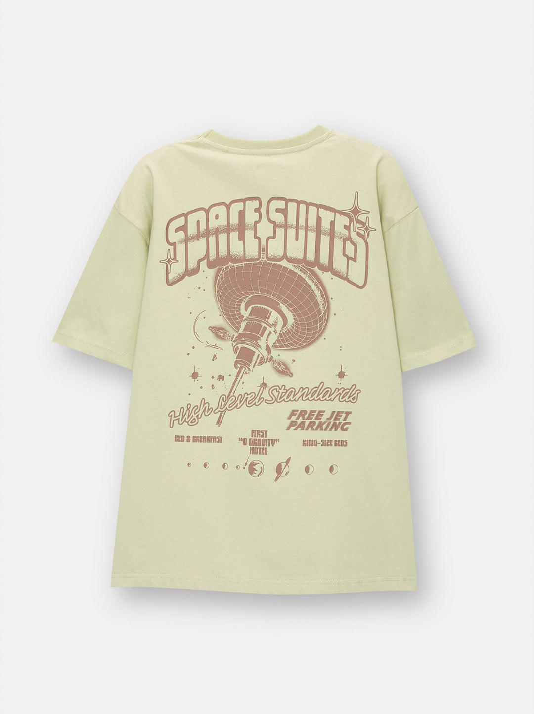 Moudda PULL & BEAR - T-Shirt Demi-Manches Vert Space Suites Cracked Print - Tunisie 2