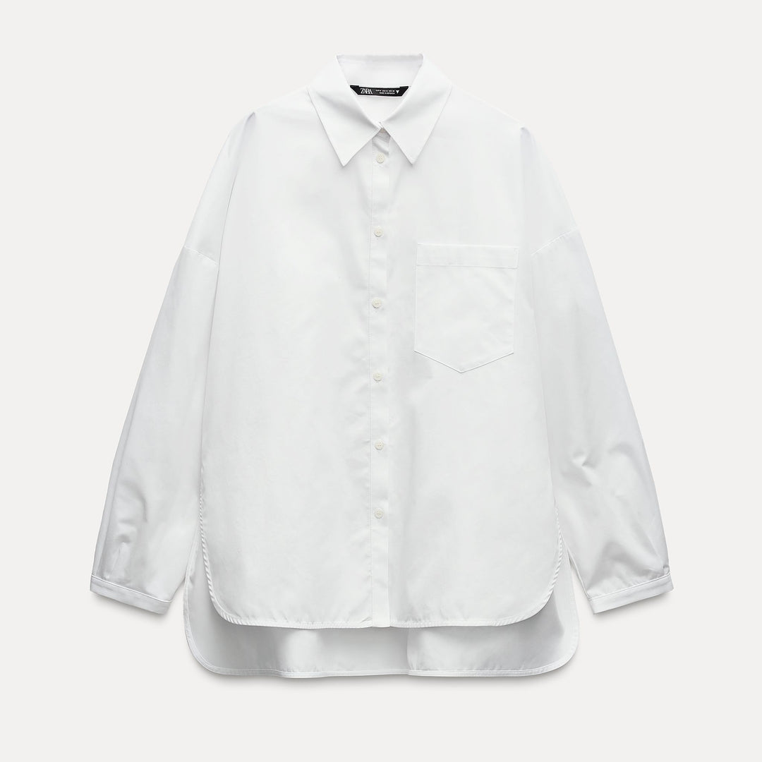 Moudda ZARA - Chemise oversized gabardine ouvertures latérales - Tunisie 1