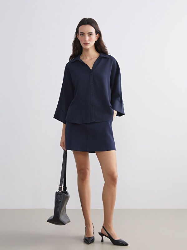 Moudda LC Waikiki - Chemise tissée manches longues Femme Marine - Tunisie 2