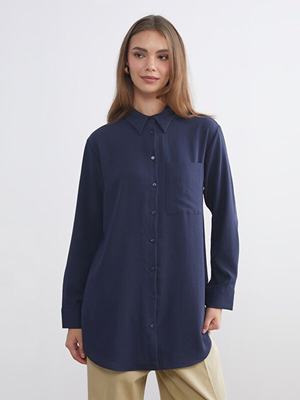 Moudda LC Waikiki - Tunique tissée manches longues Femme Marine - Tunisie 1