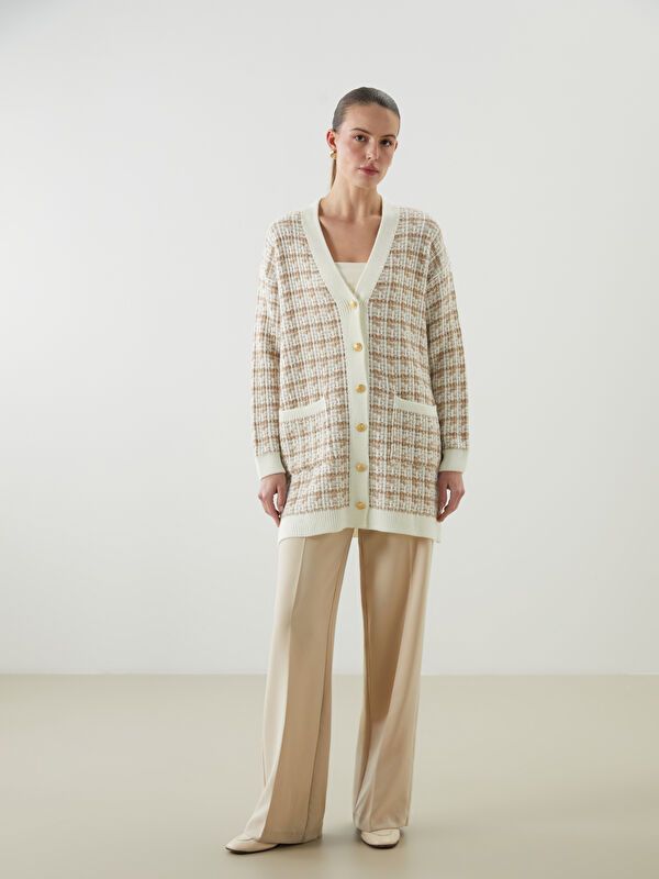 Moudda LC Waikiki - Cardigan tricot moyen Femme Brun clair - Tunisie 2