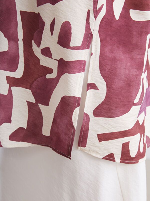 Moudda LC Waikiki - Tunique tissée manches longues Femme Imprimé rouge foncé - Tunisie 3